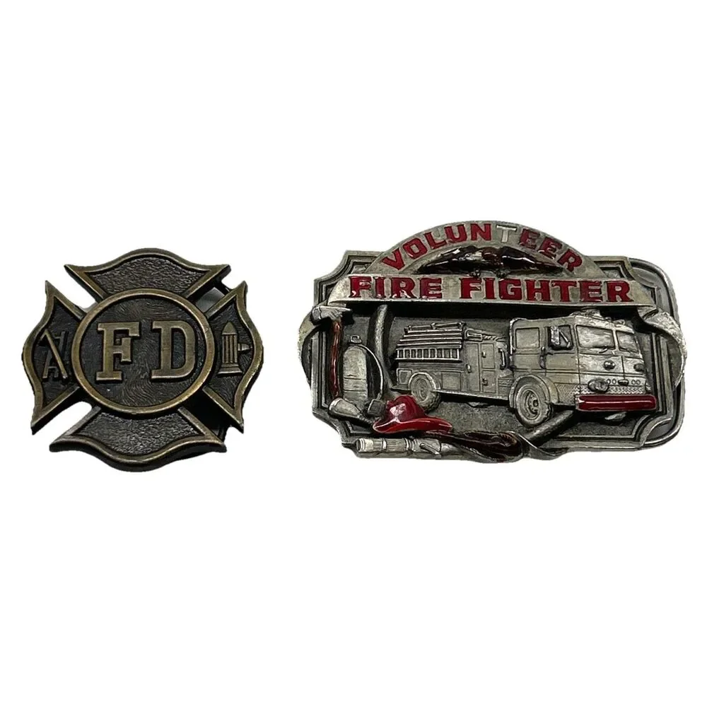 Lot Of 2 - Vintage 1979 & 1989 Fire Department Belt Buckles